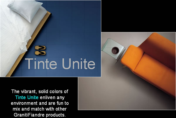 The vibrant, solid colors of Tinte Unite enliven any environment and are fun to mix and match with other GranitiFiandre products.
